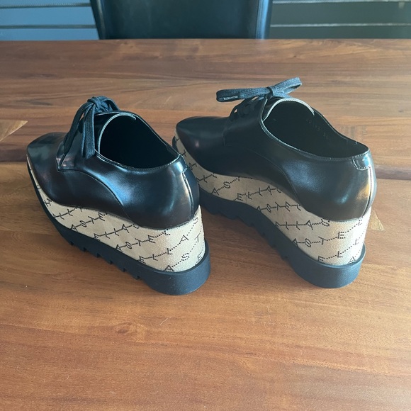 Stella McCartney Elyse Platform NEW Black Monogrammed Shoes Womens US6.5 EU36.5 - Picture 3 of 16